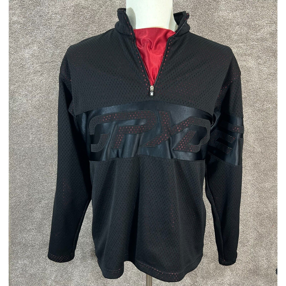 Spyder Jacket Mens Medium Black Pullover Sweater Ski Base Mock Neck Mesh Overlay